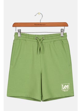 LEE Kids Boy Drawstring Brand Logo Shorts, Green  - Image 1