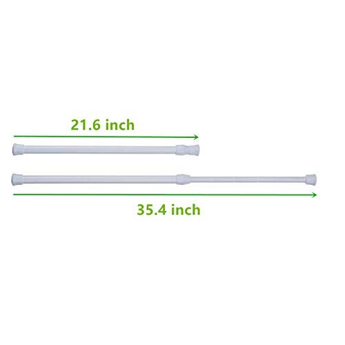 qinnsou 4 Pack Tension Rods, 21.6-35.4 Inch Adjustable Spring Steel Cupboard Bars Tension Curtain Rod Shower Rod Extendable Width (White) - Image 2