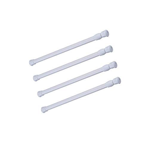 qinnsou 4 Pack Tension Rods, 21.6-35.4 Inch Adjustable Spring Steel Cupboard Bars Tension Curtain Rod Shower Rod Extendable Width (White) - Image 1