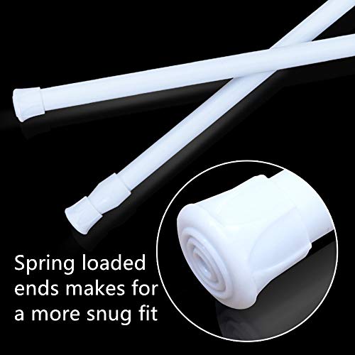 qinnsou 4 Pack Tension Rods, 21.6-35.4 Inch Adjustable Spring Steel Cupboard Bars Tension Curtain Rod Shower Rod Extendable Width (White) - Image 5