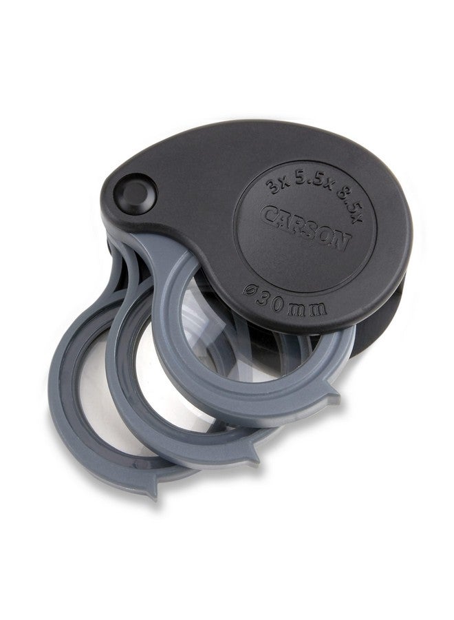 Carson TriView 3X/5.5X/8.5X Folding Loupe with Built-in Case TV-36 - Image 1