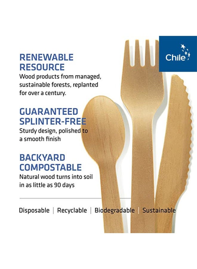 Woodable Disposable Wooden Cutlery Set - 100% Home Compostable - Wooden Utensils, Eco-Friendly, Organic, Sustainable and Carbon Neutral Certified - Fork, Knife, Spoon & Napkin - 150 - Image 4