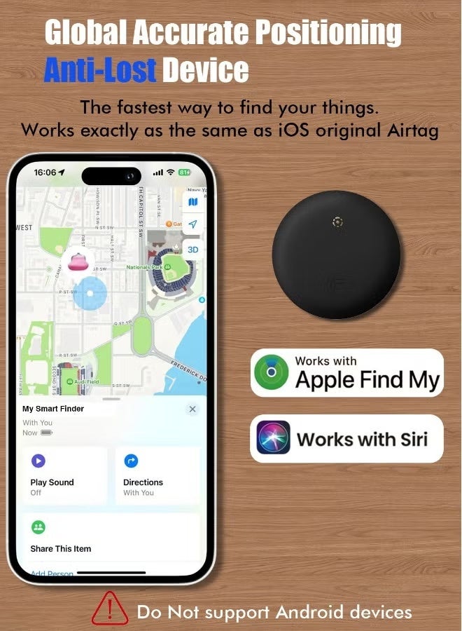 XQOOPS Smart Tracker Item Finder for Apple Find My (iOS Only), Super MINI Size Key Finder Item Locator for Luggage,Wallet,Bicycle and More, IPX6 Waterproof Works Like Apple Airtag(Black-1 Pack) - Image 2