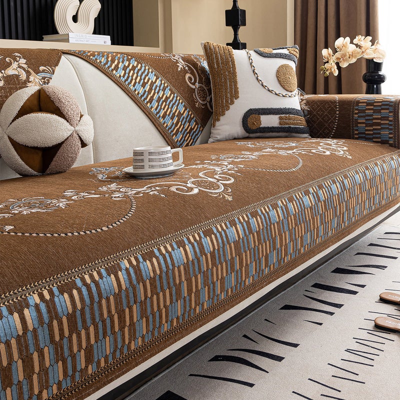Light Luxury Chenille Sofa Cushion Four Seasons Universal Non-Slip High-Level Living Room Cushion Sofa Cover Cover Cloth Towel WQJF-Deruth-Mibai - Image 3