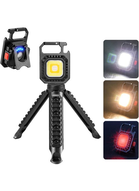 LED COB Flashlight,Keychain Light with Stand,500 Lumen Rechargeable Keychain Flashlights, 4 Light Modes Portable Pocket Light with Folding Bracket Bottle Opener for Camping,Emergency,Fishing