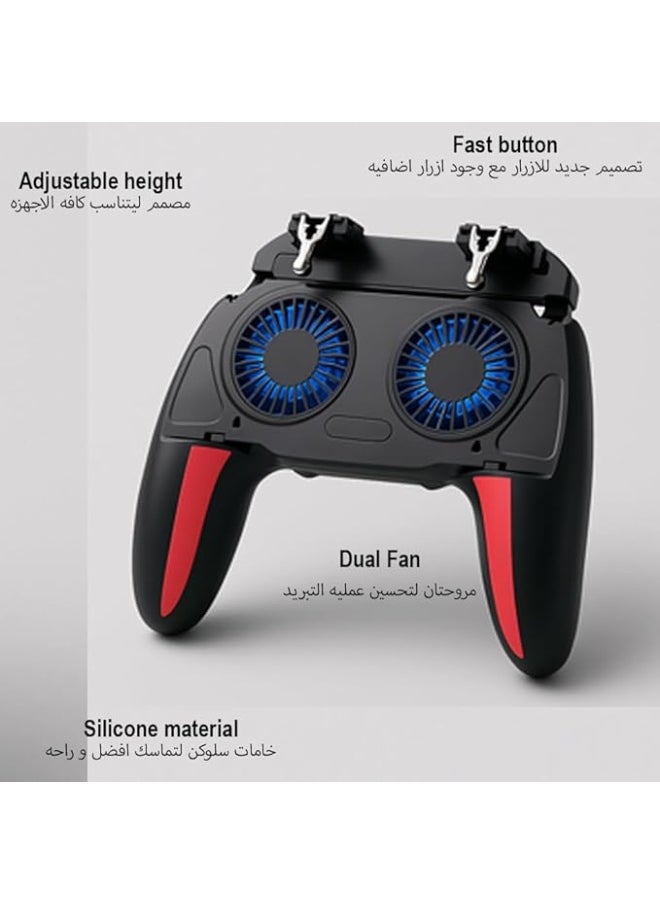 Generic - Quality Valley Mobile Game Controller, 2nd Generation Pubg Mobile Controller with Dual Cooling Fans, Gaming Phone Triggers, Game Handle, Gamepad, Shooting and Aiming Keys for 4.7-6.5 Inch Phones - Image 1