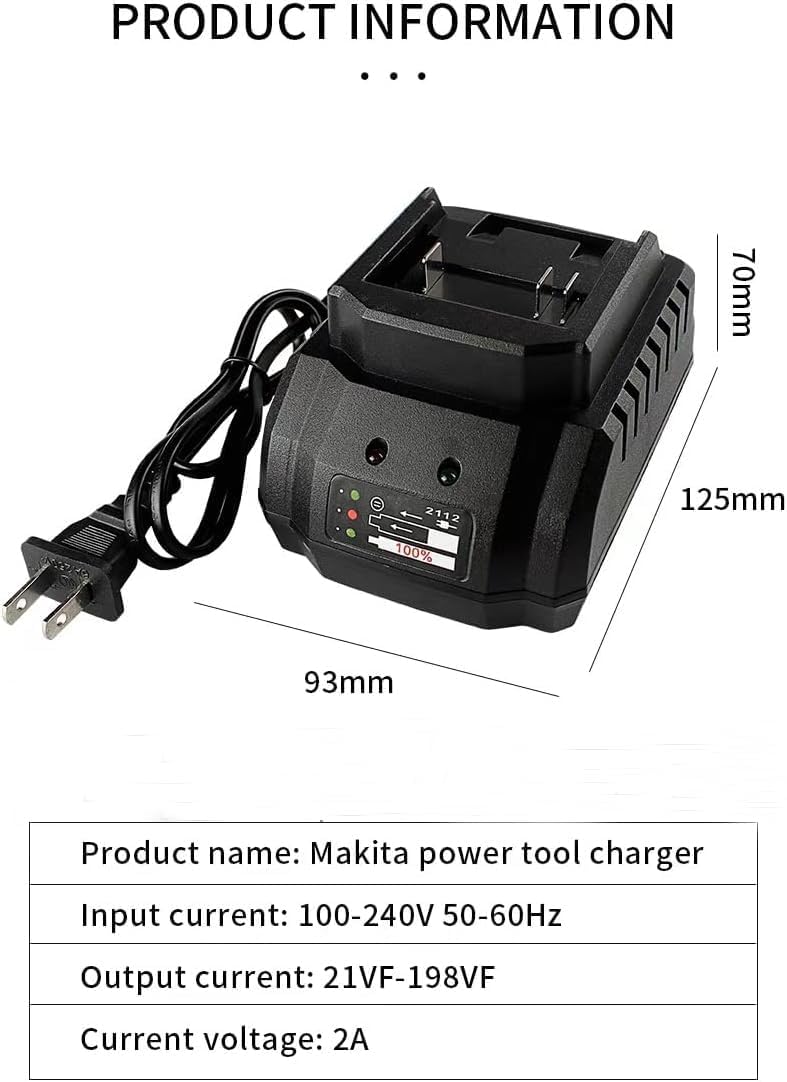 18V 21V Li-ion Battery Charger US Plug Replacement Lithium Battery Charger for Makita BL1815 BL1850 BL1830 BL1415 - Image 3