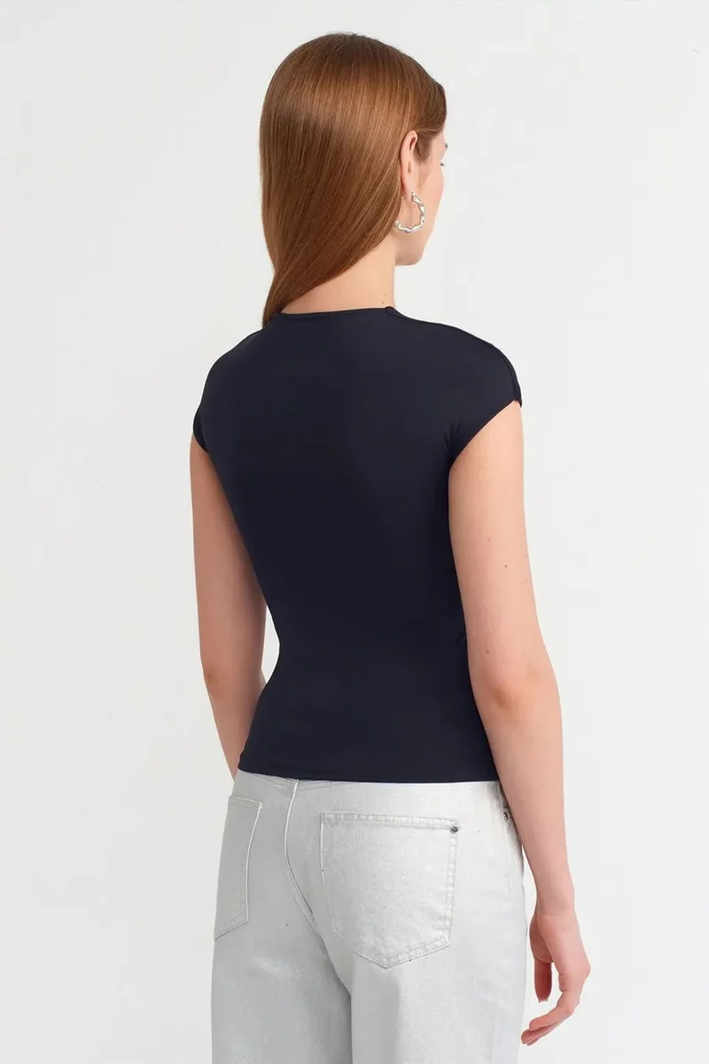 Dilvin Navy Blue DILVIN Women's Slim Fit Crew Neck T-Shirt for Women | Best Price UAE