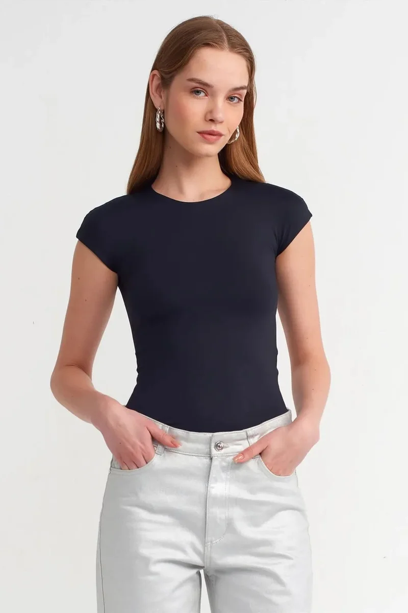 Dilvin Navy Blue DILVIN Women's Slim Fit Crew Neck T-Shirt for Women | Best Price UAE
