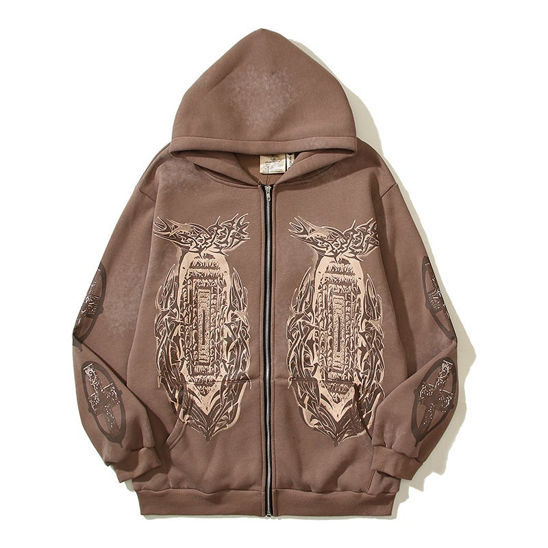 Travis Scott UTOPIA Hoodie Embossed Print Vintage brown 