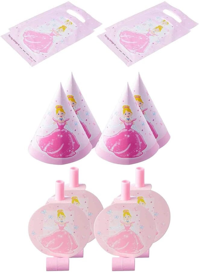 Party Party Princess Print Gift Bags Hats and Horns Set 12 Pieces - Multi Color 
