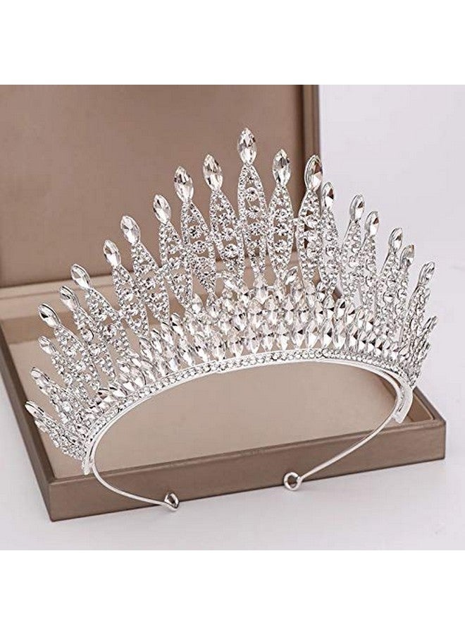 KODENG Trendy Silver Color Rhinestone Crystal Queen Big Crown Bridal Wedding Tiara Women Beauty Pageant Bridal Hair Accessories Jewelry (Silver) - Image 5