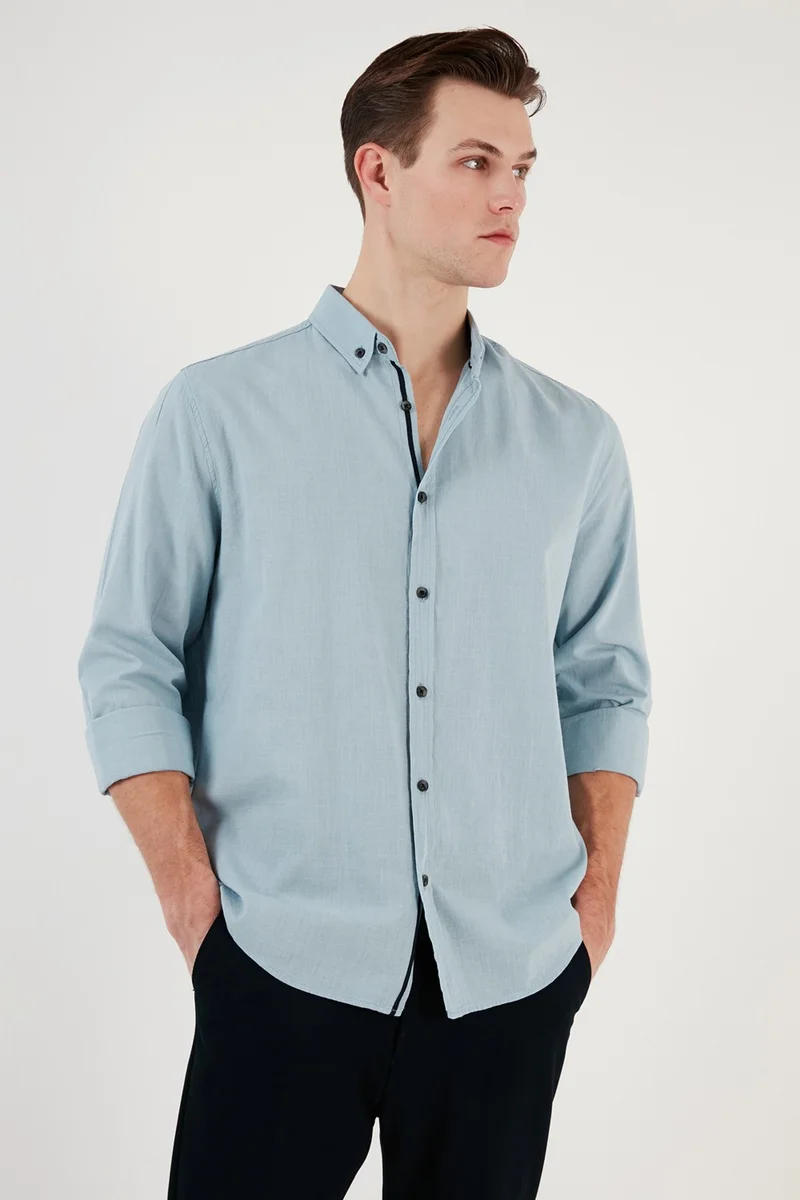 Buratti Regular Fit Button Collar 100% Cotton Shirt Men's Shirt CF20S111871