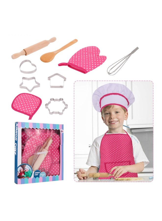 JAYATO 11-Piece Polka Dot Kids Kitchen Cooking Play With Apron And Chef Hat Set Kitchen Toy Set for Kid, Cooking Pretend Play Kitchen Set Costume Dress Up Chef Outfit - Image 2