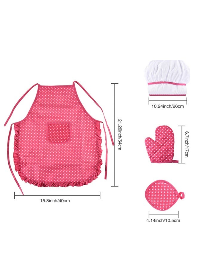 JAYATO 11-Piece Polka Dot Kids Kitchen Cooking Play With Apron And Chef Hat Set Kitchen Toy Set for Kid, Cooking Pretend Play Kitchen Set Costume Dress Up Chef Outfit - Image 3