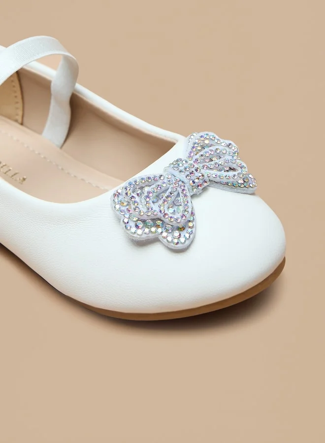 فلورا بيلا من شو إكسبرس Bow Accent Slip-On Round Toe Ballerina Shoes with Elastic Strap