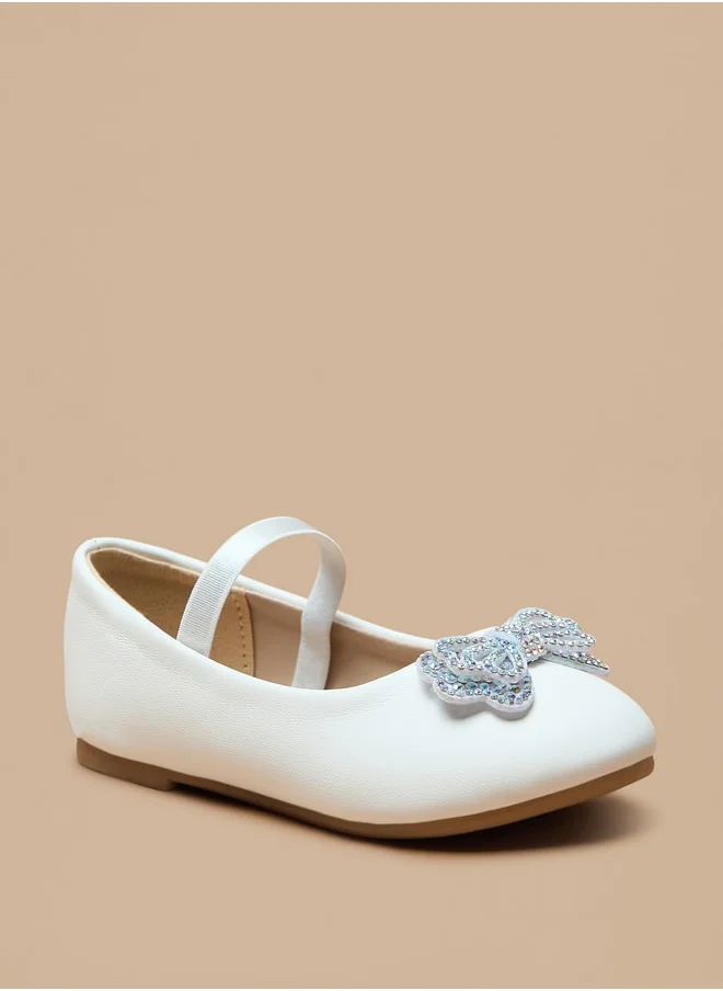Flora Bella By Shoexpress Bow Accent Slip-On Round Toe Ballerina Shoes with Elastic Strap