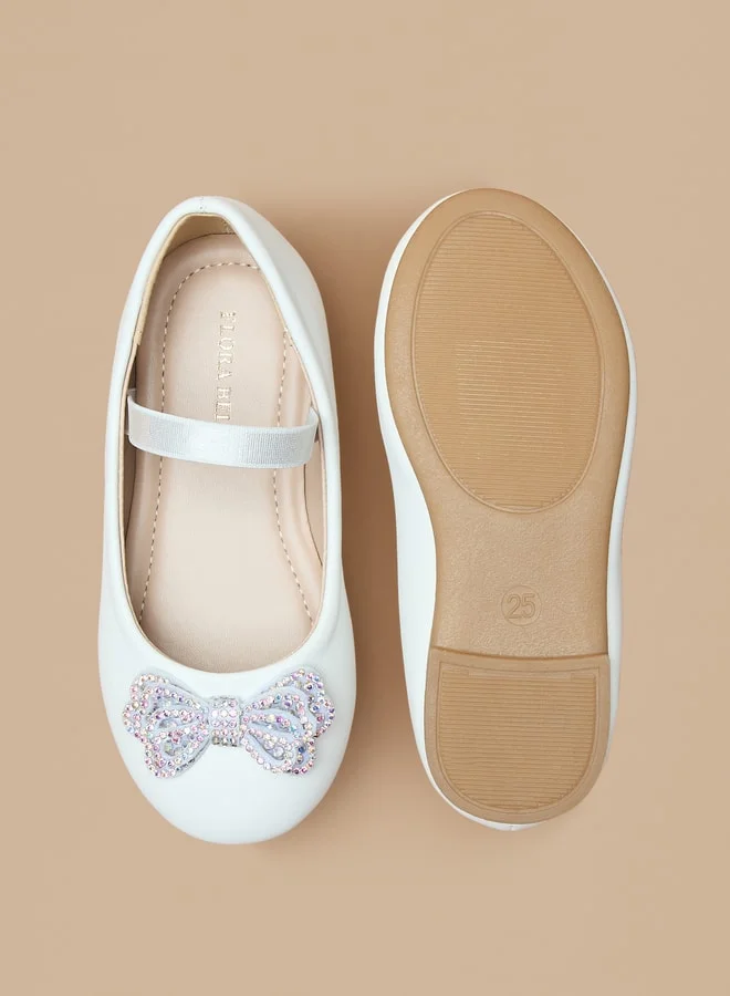 فلورا بيلا من شو إكسبرس Bow Accent Slip-On Round Toe Ballerina Shoes with Elastic Strap