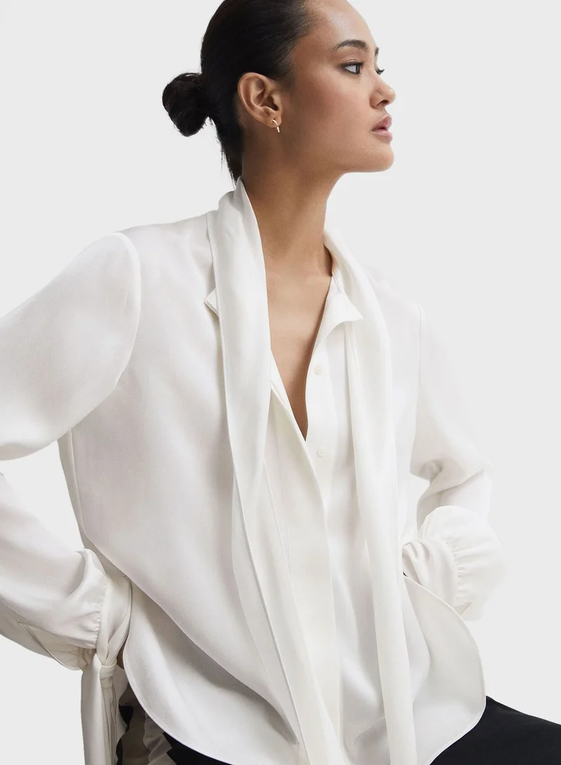 REISS Tie Detail Top