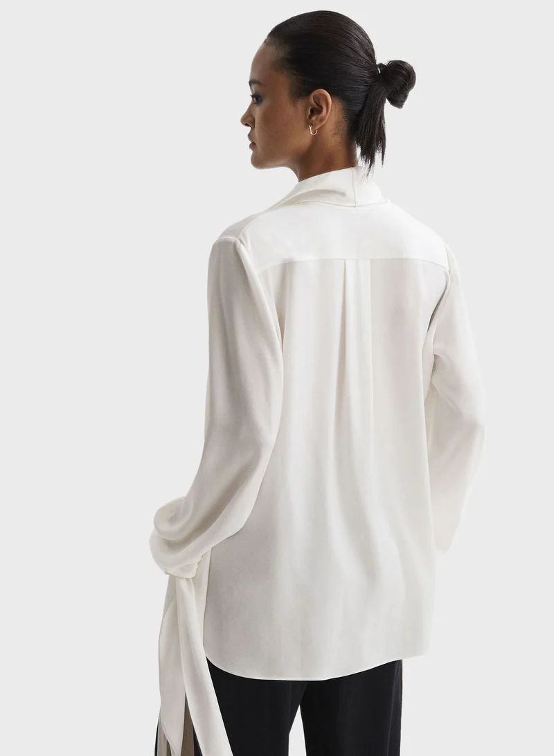 REISS Tie Detail Top