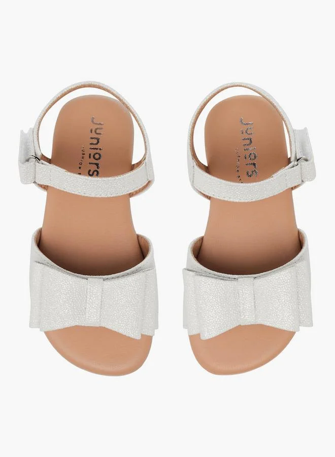 جونيورز Girls Bow Applique Hook and Loop Sandals