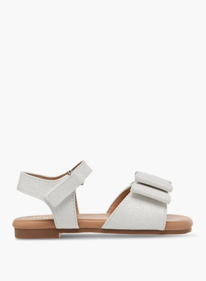 جونيورز Girls Bow Applique Hook and Loop Sandals