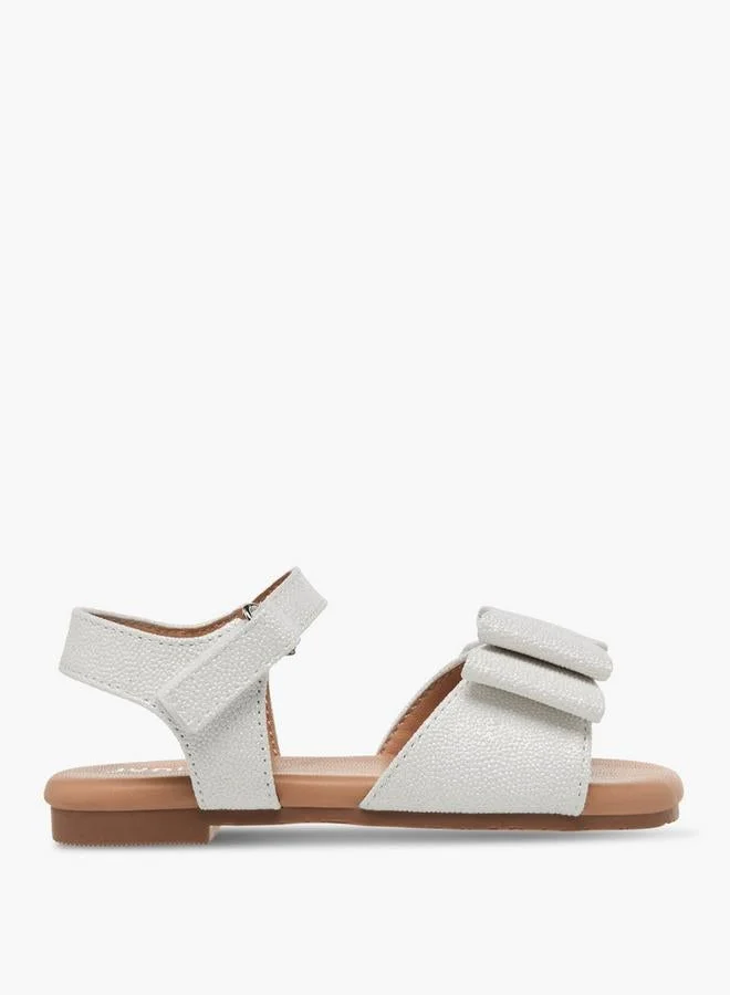 JUNIORS Girls Bow Applique Hook and Loop Sandals