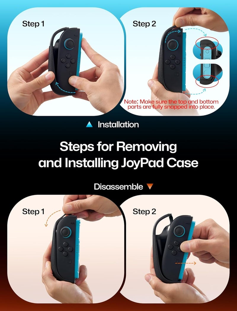 jsaux Split Every Day Case for Switch 2, TPU Middle Frame & PC Front Cover, Dockable, Non Slip Ergonomic Grip, 8 Game Card Storage, Includes Adjustable Stand, Drop Protection - PC0123B - Image 2