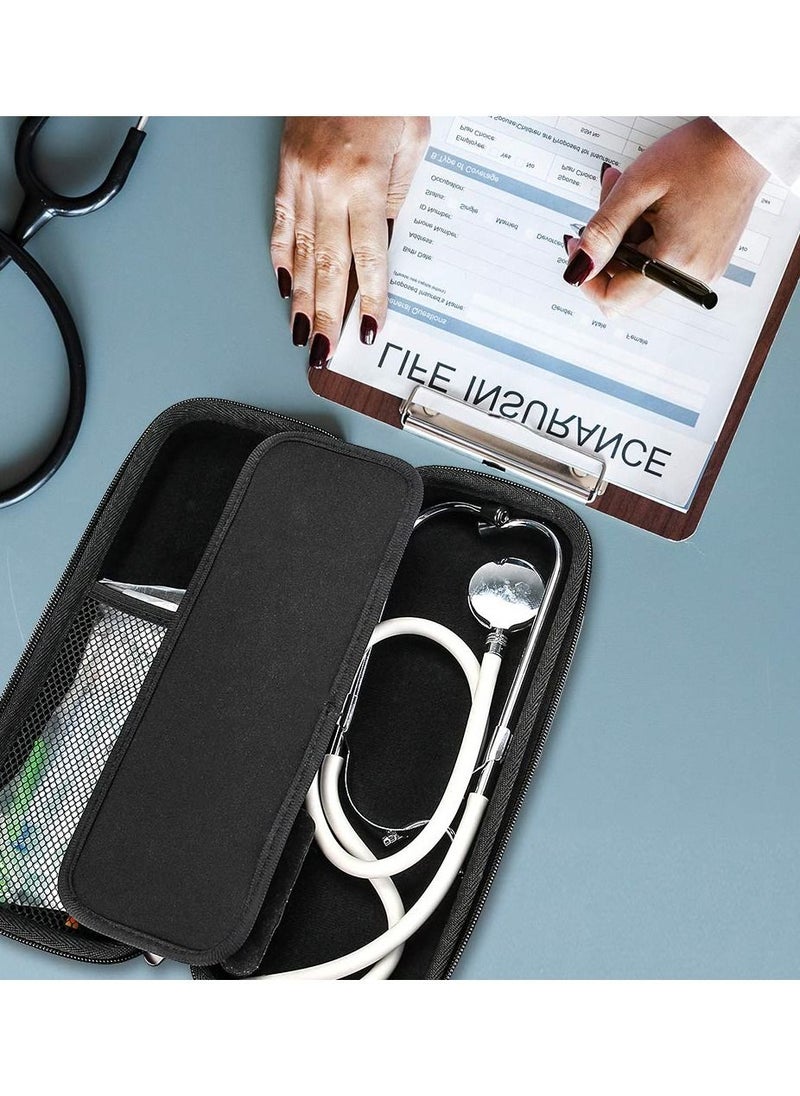 Procases - Stethoscope Hard Carrying Case, Shockproof Travel Storage Bag for Littmann/Omron/ADC/Dixie EMS Stethoscope, with Extra Mesh Pockets for Small Accessories [Device NOT Included] -Black - Image 1
