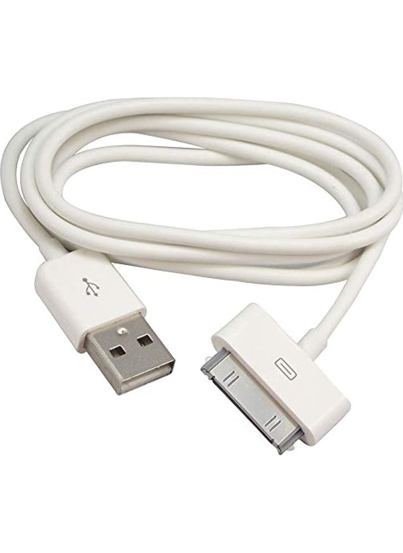 إيروريكس كابل بيانات USB للمزامنة والشحن لأجهزة iPhone 4/4S/3G/3GS، وiPad 1/2/3/iPod، وسلك شاحن كابلات 30 دبوس - (1 متر أبيض)  - Image 1