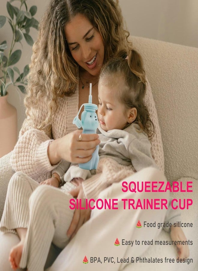 Mootikar Honey Bear Silicone Straw Cup, Babies Water Drinking Cup, 8-Ounce Therapy Sippy Bottles for Speech and Feeding Training, BPA Free & Dishwasher Safe (PINK) - Image 3