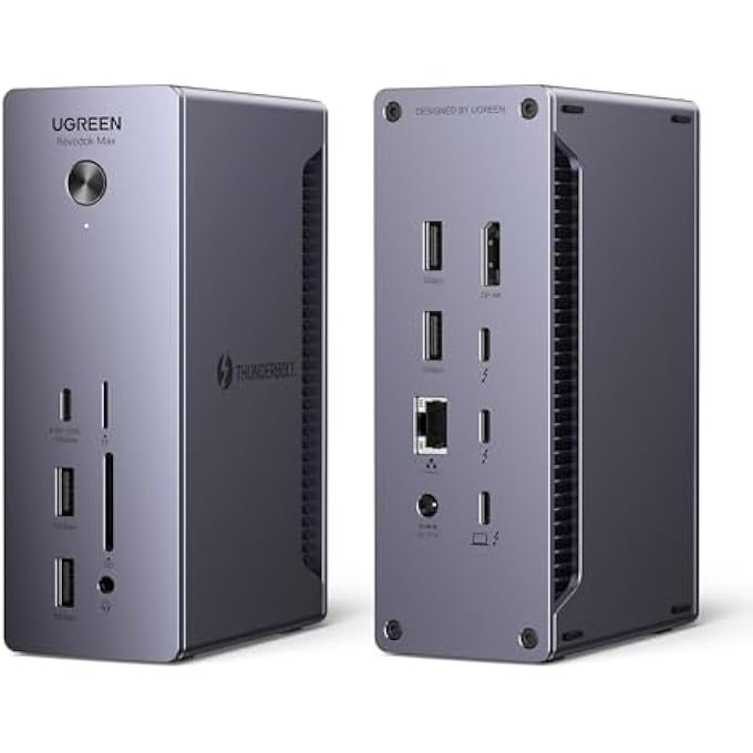 rayihni REVODOK MAX 213, 13-IN-1 THUNDERBOLT 4 DOCK WITH DUAL 4K@60HZ, SINGLE 8K DISPLAY, 90W CHARGING, 3X 40GBPS THUNDERBOLT, 5 USB A AND C, 2.5G ETHERNET, SD/TF 4.0 FOR IPHONE 17, MACBOOK, WINDOWS - Image 1
