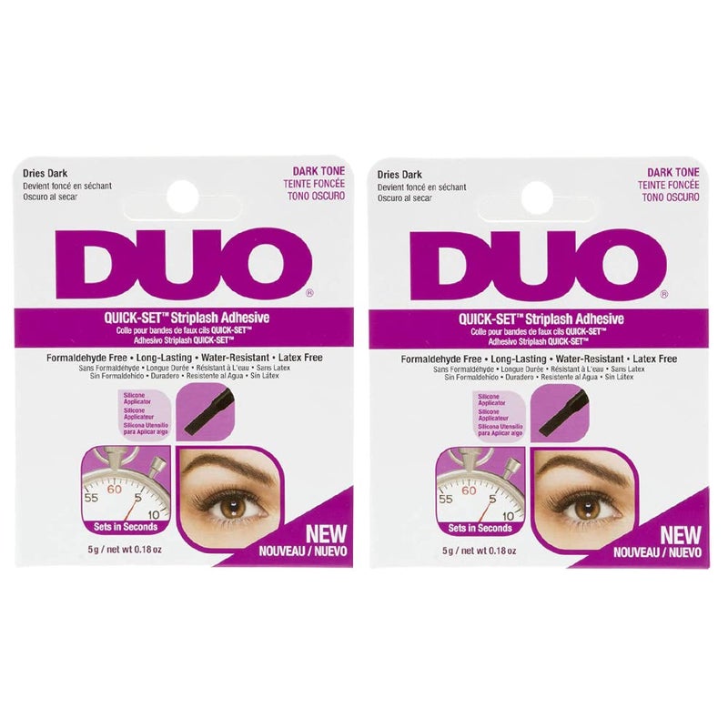 DUO QuickSet Eyelash Glue Dark Tone  Waterproof Lash Adhesive for False Lashes LongLasting FastDrying Duo Lash Glue 018 oz 2Pack