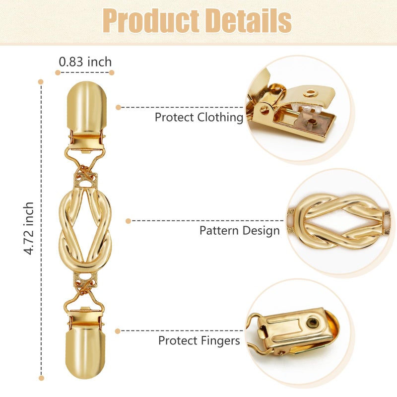 Frutain 2 Pcs Waist Cincher & Shirt Clip Retro Dress Cinch Clips for Shawl,Cardigan,Sweater,Clothes & Pant Tightener Clip(Knot) - Image 3