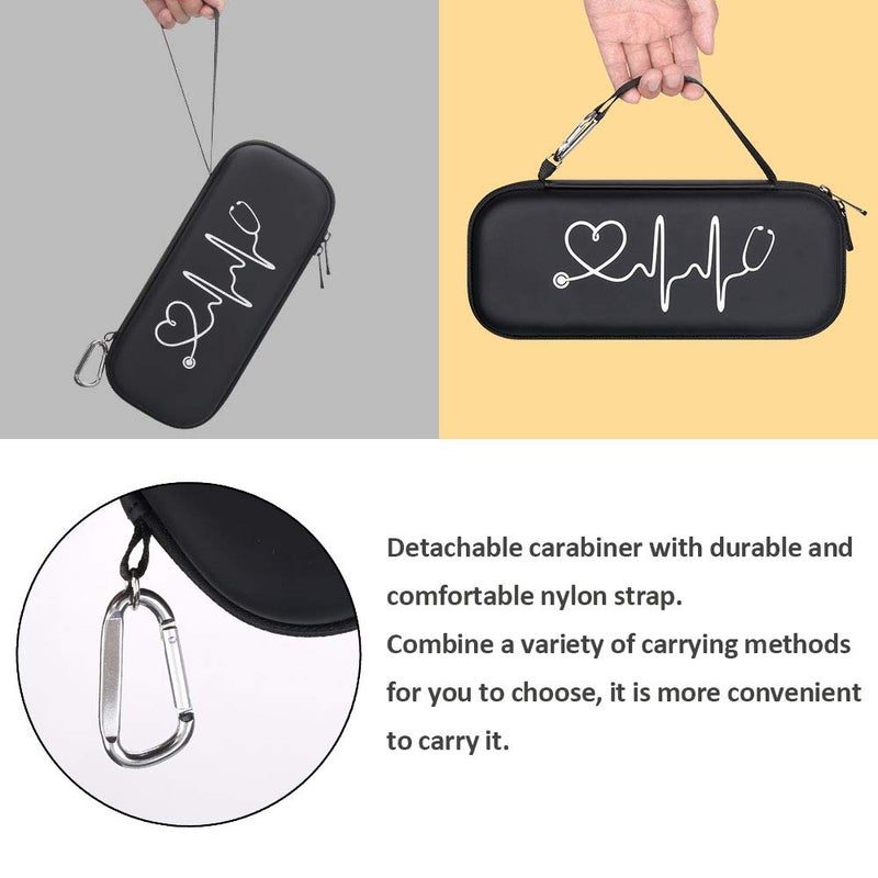 BOVKE Carrying Stethoscope Case for 3M Littmann Classic III Monitoring/Lightweight II S.E/Cardiology IV Diagnostic/MDF Acoustica Stethoscopes, Extra Pocket for Doctor & Nurse Accessories, Black - Image 5