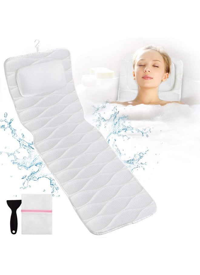 OMYSTYLE - Full Body Bath Pillow Bath Pillows For Tub With Mesh Washing Bag & 21 Nonslip Suction Cups Spa Bathtub Pillow For Head Neck Shoulder And Back Support 5D Air Mesh & Quick Drying - Image 1