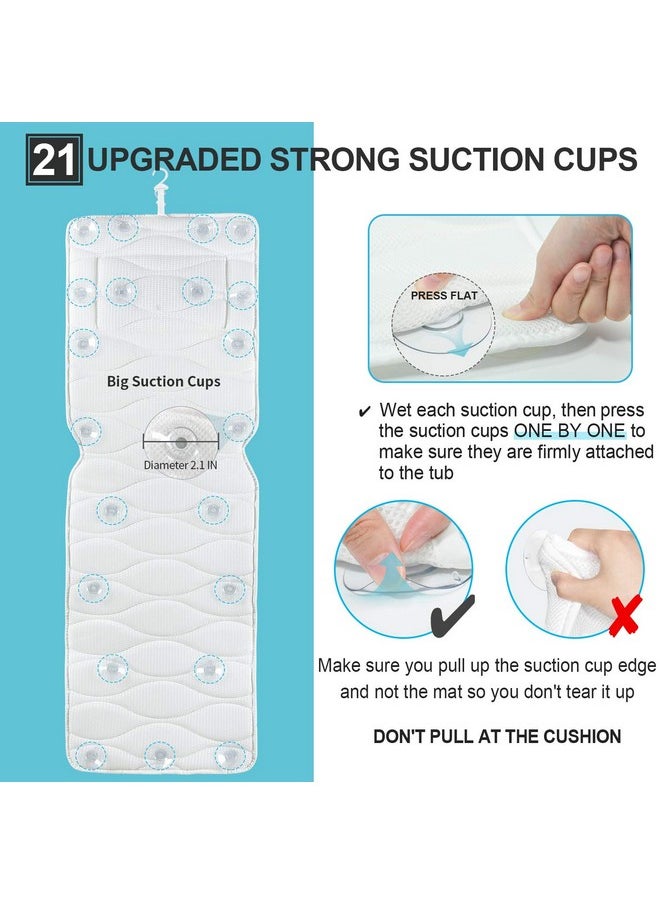 OMYSTYLE - Full Body Bath Pillow Bath Pillows For Tub With Mesh Washing Bag & 21 Nonslip Suction Cups Spa Bathtub Pillow For Head Neck Shoulder And Back Support 5D Air Mesh & Quick Drying - Image 1
