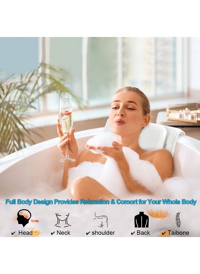 OMYSTYLE - Full Body Bath Pillow Bath Pillows For Tub With Mesh Washing Bag & 21 Nonslip Suction Cups Spa Bathtub Pillow For Head Neck Shoulder And Back Support 5D Air Mesh & Quick Drying - Image 1