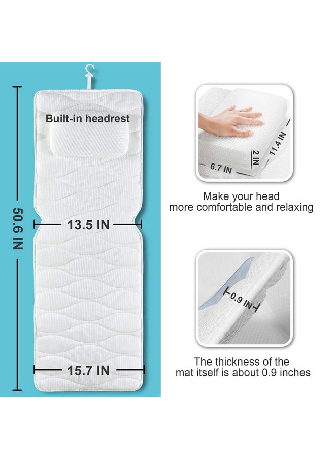 OMYSTYLE - Full Body Bath Pillow Bath Pillows For Tub With Mesh Washing Bag & 21 Nonslip Suction Cups Spa Bathtub Pillow For Head Neck Shoulder And Back Support 5D Air Mesh & Quick Drying - Image 1