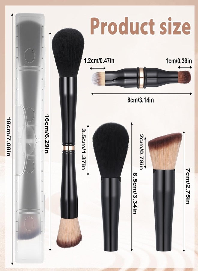Exircy 4 In-1 Travel Makeup Brushes Set with Case, Professional Makeup Brushes Set Foundation Blush Eyeshadow Brush Concealer Dual Ended Make up Brush for Liquid, Powder, Cream - Image 2
