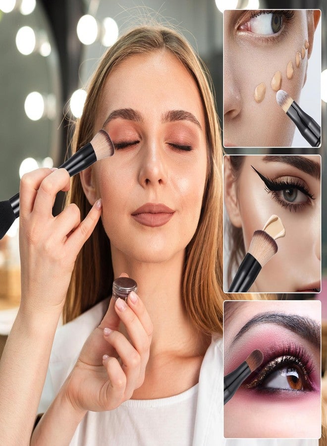Exircy 4 In-1 Travel Makeup Brushes Set with Case, Professional Makeup Brushes Set Foundation Blush Eyeshadow Brush Concealer Dual Ended Make up Brush for Liquid, Powder, Cream - Image 4