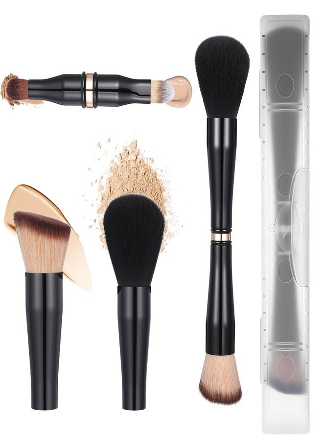 Exircy 4 In-1 Travel Makeup Brushes Set with Case, Professional Makeup Brushes Set Foundation Blush Eyeshadow Brush Concealer Dual Ended Make up Brush for Liquid, Powder, Cream - Image 1