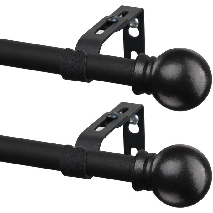 2 Pack Black Curtain Rods for Windows 28 to 48 inch 58 inch Small Cafe Window Curtain Rods Short Drapery Rod for Bedroom Kitchen Size3050 Inch Matte Black