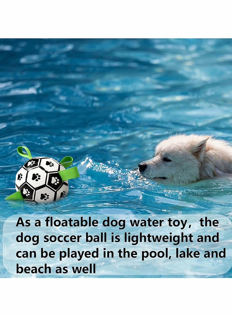 Durable Soccer Ball Dog Toy with Grab Tabs for Small Medium Dogs Interactive Tug of War Water Toy Rubber Molars 59 Inch - Image 4