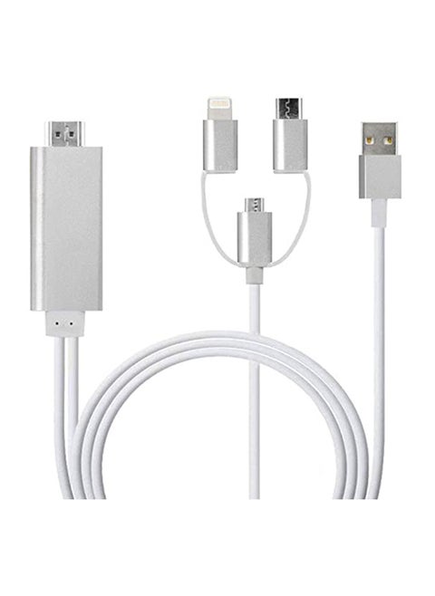 3 in 1 HDMI Adapter Cable, Phone to HDMI Cable Digital Audio Mirror, Mobile Phone Screen to TV Projector Monitor 1080P HDTV Adapter for All System Devices