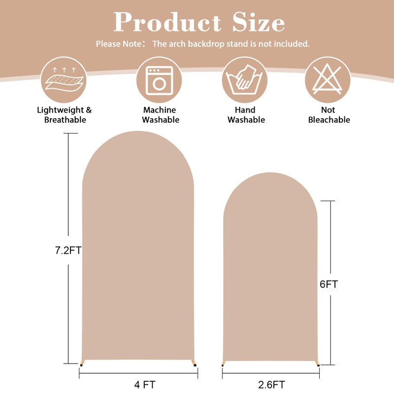 Suppromo Nude Arch Covers Set of 2-7.2 and 6ft Nude Arch Backdrop Cover Spandex Wedding Metal Balloon Arch Stand Covers for Baby Shower Birthday Party Bridal Shower Photo Arch Covers Stretchy Backdrop - Image 4