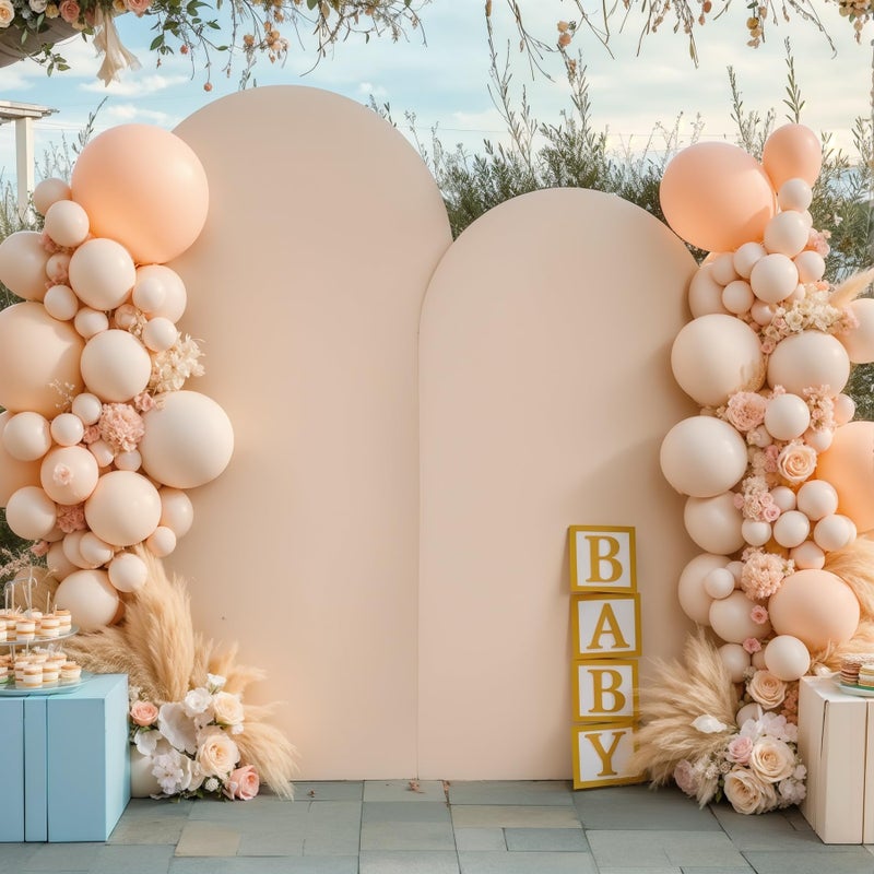 Suppromo Nude Arch Covers Set of 2-7.2 and 6ft Nude Arch Backdrop Cover Spandex Wedding Metal Balloon Arch Stand Covers for Baby Shower Birthday Party Bridal Shower Photo Arch Covers Stretchy Backdrop - Image 1
