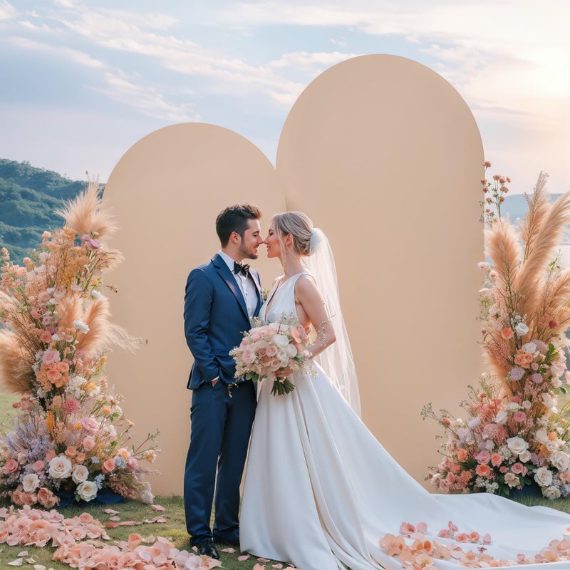 Suppromo Nude Arch Covers Set of 2-7.2 and 6ft Nude Arch Backdrop Cover Spandex Wedding Metal Balloon Arch Stand Covers for Baby Shower Birthday Party Bridal Shower Photo Arch Covers Stretchy Backdrop - Image 5