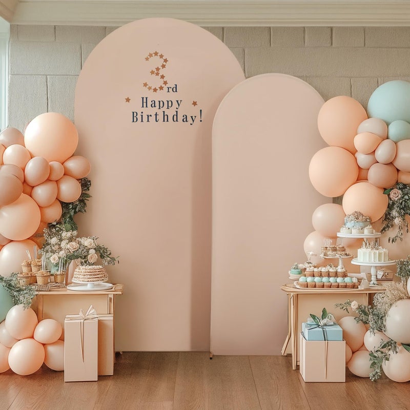 Suppromo Nude Arch Covers Set of 2-7.2 and 6ft Nude Arch Backdrop Cover Spandex Wedding Metal Balloon Arch Stand Covers for Baby Shower Birthday Party Bridal Shower Photo Arch Covers Stretchy Backdrop - Image 3