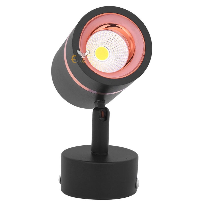 Errol Black Rose Gold Ring Spot Lights Aluminium Focus Light Adjustable Head Spot Light for Wall Warmwhite 6 watt 13 cm H x 8 W x 10 L cm Black - Image 1